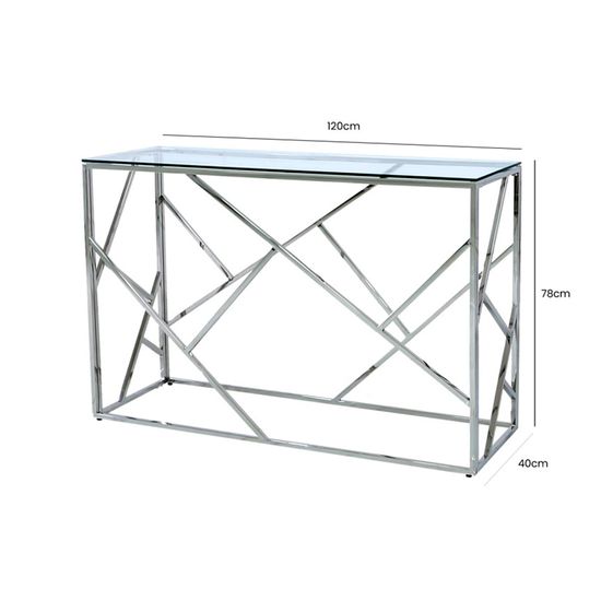 Azaria Glass and Chrome Geometric Base Console Table