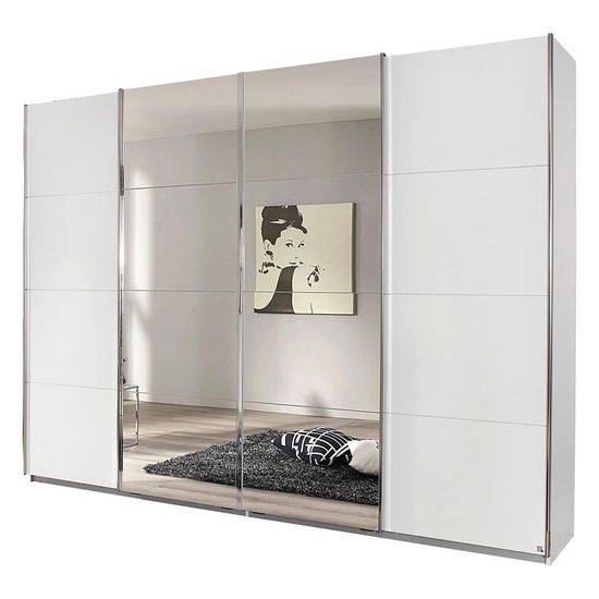 Rauch Syncrono 271cm 4 Door Sliding Wardrobe with Mirror - Alpine White