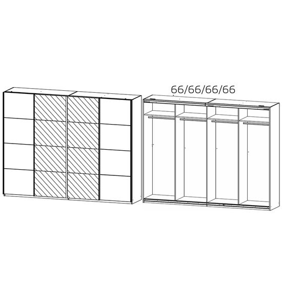 Rauch Syncrono 271cm 4 Door Sliding Wardrobe with Mirror - Alpine White