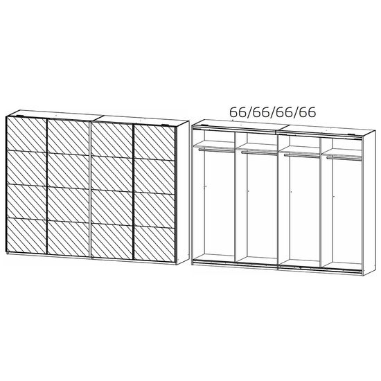 Rauch Syncrono 271cm 4 Door Sliding Mirrored Wardrobe - Metallic Dark Grey