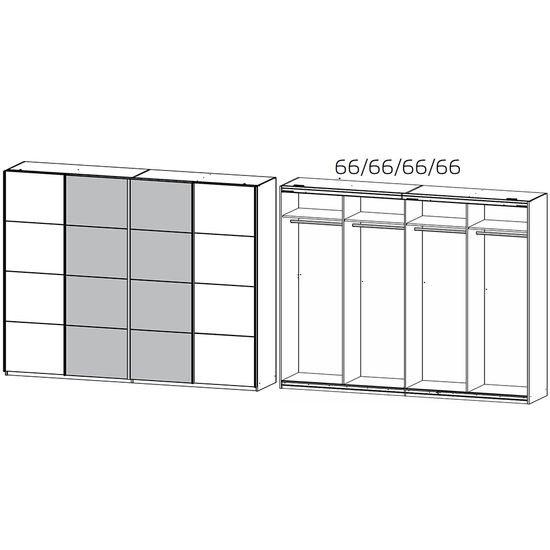Rauch Syncrono 271cm 4 Door Sliding Wardrobe - Alpine White and Metallic Dark Grey