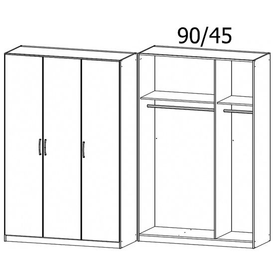 Rauch Skandi 136cm 3 Door Wardrobe - Metallic Dark Grey