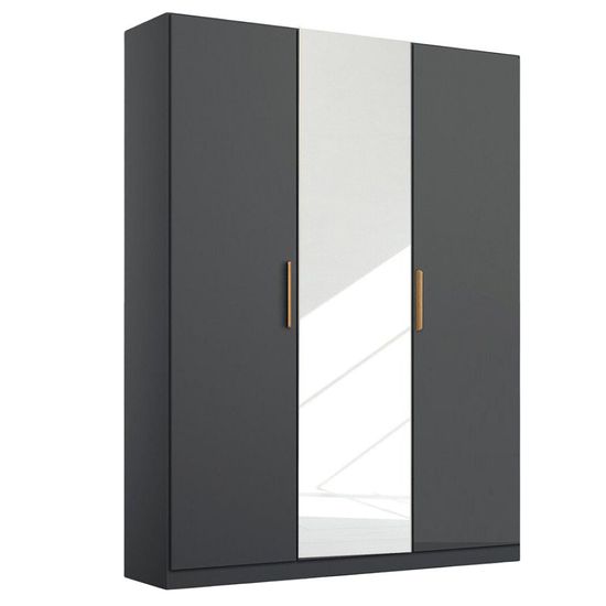 Rauch Skandi 136cm 3 Door Wardrobe with Mirror - Metallic Dark Grey