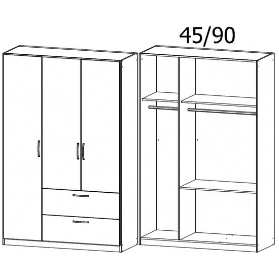 Rauch Skandi 136cm 3 Door Wardrobe with Drawer - Metallic Dark Grey