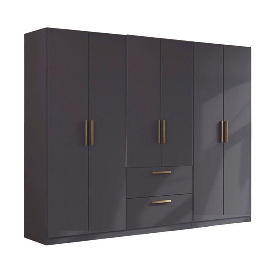 Rauch Skandi 271cm 6 Door Wardrobe with Drawer - Metallic Dark Grey