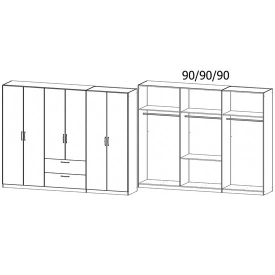 Rauch Skandi 271cm 6 Door Wardrobe with Drawer - Metallic Dark Grey