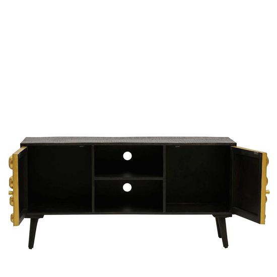Arti Black Mango Wood 2 Door TV Unit