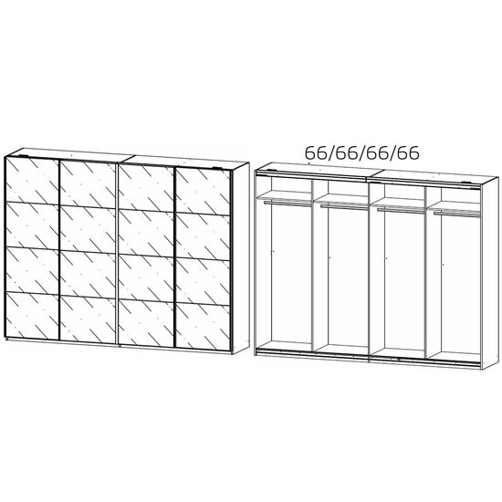 Rauch Syncrono 271cm 4 Door Glass Sliding Wardrobe - Metallic Dark Grey and White