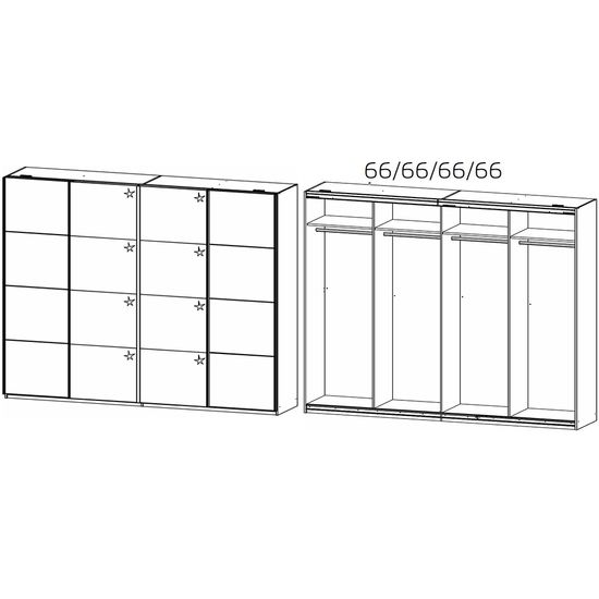 Rauch Syncrono 271cm 4 Door Sliding Wardrobe - Metallic Dark Grey and Grey High Gloss