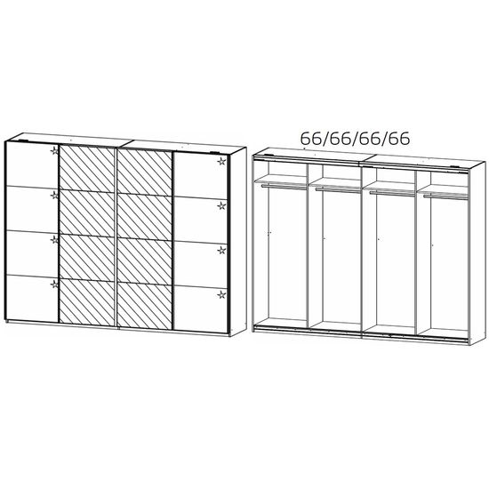 Rauch Syncrono 271cm 4 Door Sliding Wardrobe with Mirror - Sanremo Oak Light and White High Gloss