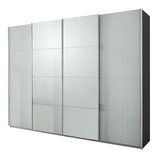 Rauch Syncrono 271cm 4 Door High Gloss Sliding Wardrobe - Metallic Dark Grey and Grey