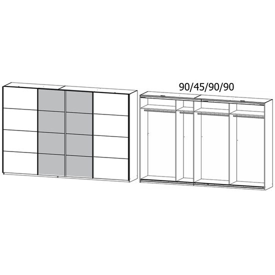 Rauch Syncrono 316cm 4 Door Sliding Wardrobe - Silk Grey and Alpine White