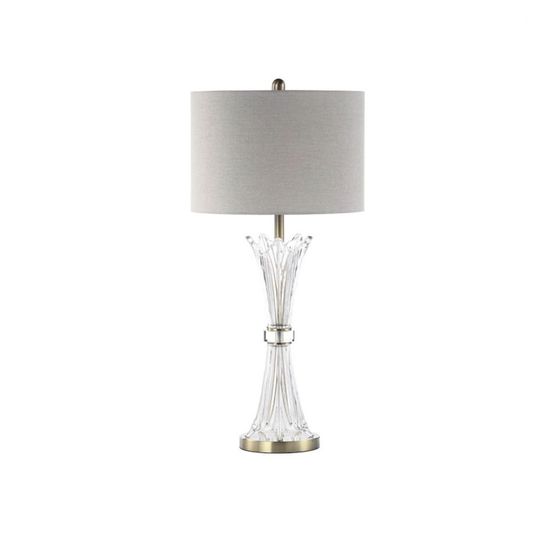 Grey Linen and Crystal Table Lamp