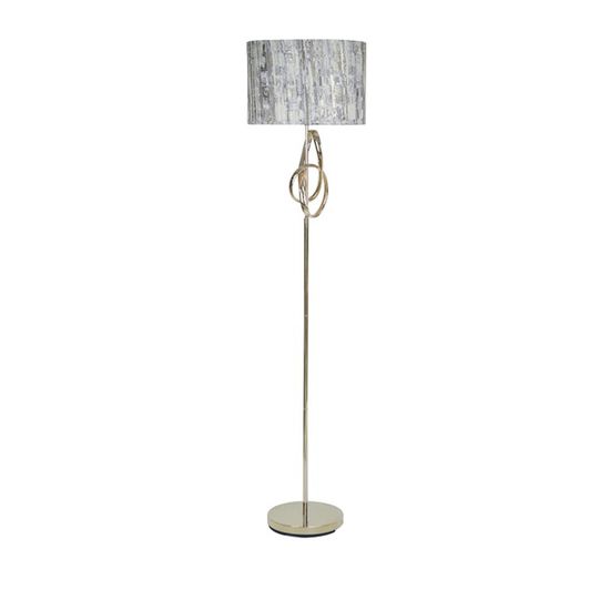 Grey Linen and Gold Metal Floor Lamp