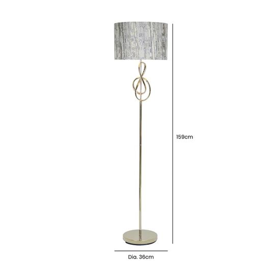 Grey Linen and Gold Metal Floor Lamp