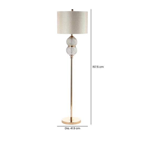 Cream Linen and Silver Glass Floor Lamp