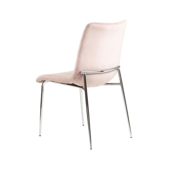 2 x Zula Pink Fabric Dining Chair with Chrome Legs