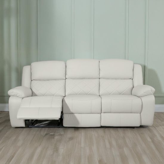 Bentley Cream Leather 3 Seater Recliner Sofa