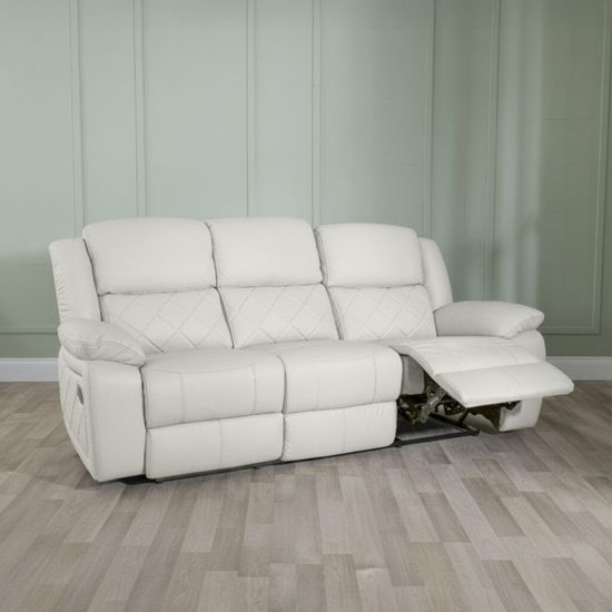 Bentley Cream Leather 3 Seater Recliner Sofa