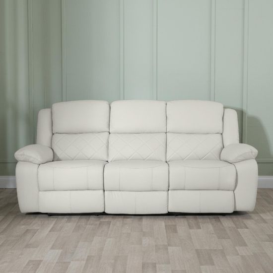 Bentley Cream Leather 3 Seater Recliner Sofa