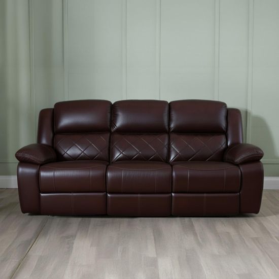Bentley Brown Leather 3 Seater Recliner Sofa