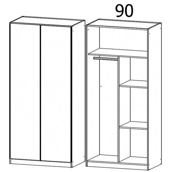 Rauch Texas 91cm 2 Door Wardrobe with Extras - Sonoma Oak and Alpine White