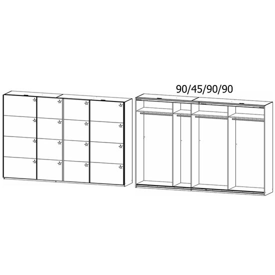Rauch Syncrono 316cm 4 Door High Gloss Sliding Wardrobe - Artisan Oak and White
