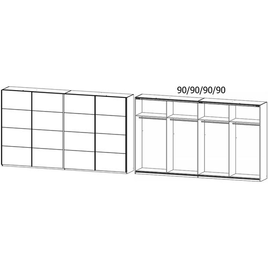 Rauch Syncrono 361cm 4 Door Sliding Wardrobe - Artisan Oak