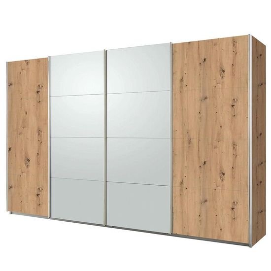 Rauch Syncrono 361cm 4 Door Sliding Wardrobe - Artisan Oak and Silk Grey