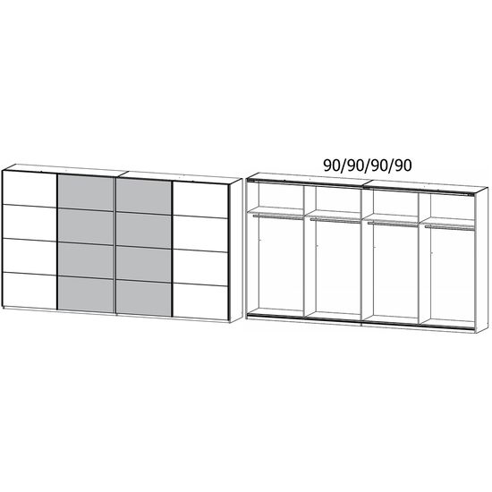 Rauch Syncrono 361cm 4 Door Sliding Wardrobe - Artisan Oak and Silk Grey