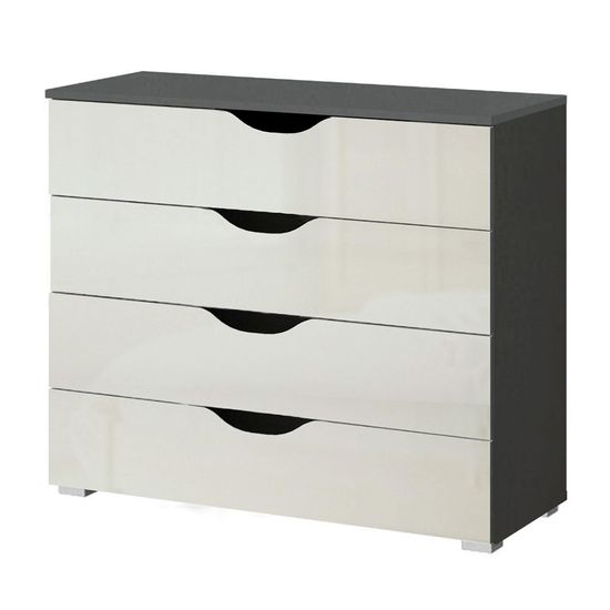 Rauch Arnstein 4 Drawer Chest - Metallic Dark Grey and White High Gloss