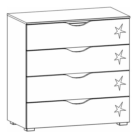 Rauch Arnstein 4 Drawer Chest - Metallic Dark Grey and White High Gloss