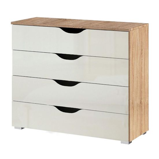 Rauch Arnstein 4 Drawer Chest - Sonoma Oak and White High Gloss