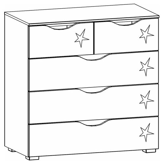 Rauch Arnstein 3+2 Drawer Chest - Sonoma Oak and White High Gloss