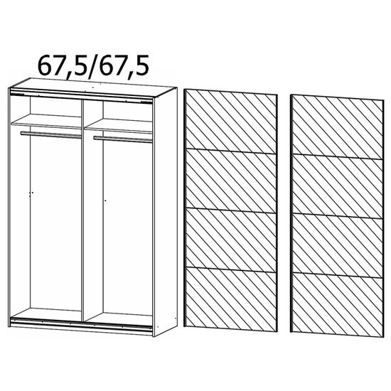 Rauch Quadra 136cm 2 Door Sliding Mirrored Wardrobe - Alpine White