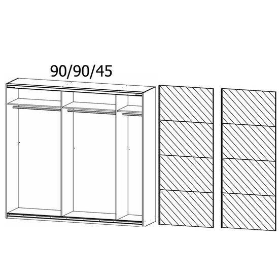 Rauch Quadra 226cm 2 Door Sliding Mirrored Wardrobe with Extras - Metallic Dark Grey