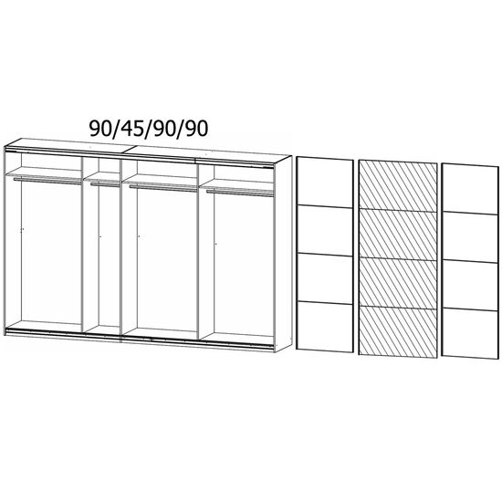 Rauch Quadra 315cm 3 Door Sliding Wardrobe with Mirror - Alpine White