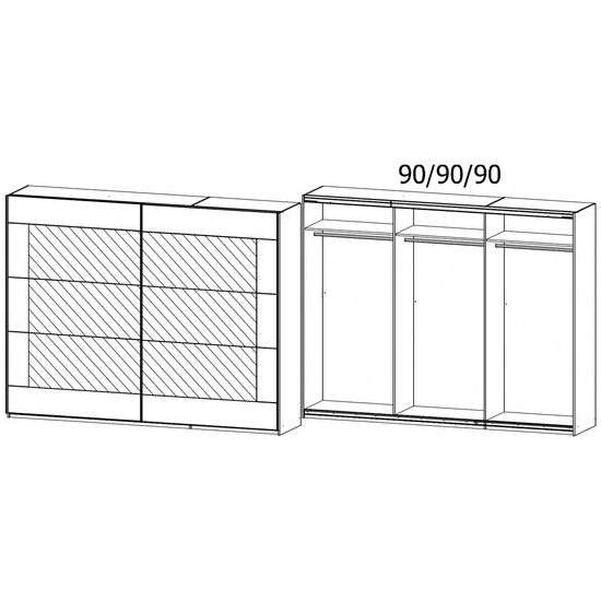 Rauch Alegro 271cm 2 Door Sliding Wardrobe with Mirror - Alpine White