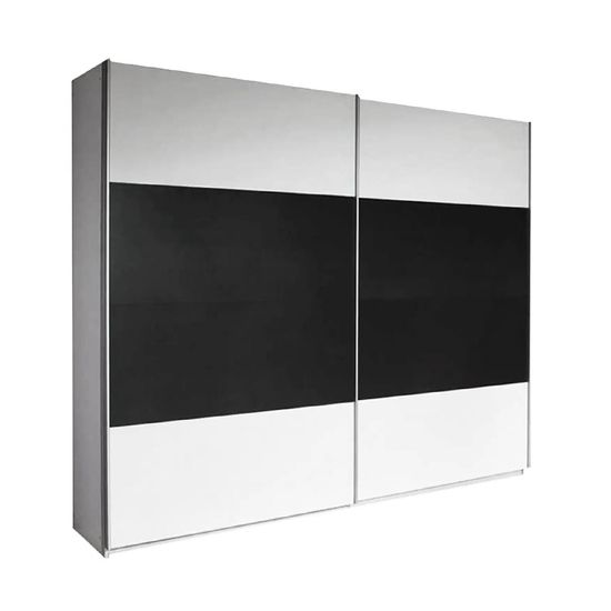 Rauch Quadra 226cm 2 Door Sliding Wardrobe - Alpine White and Metallic Dark Grey