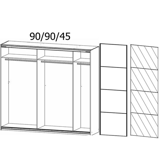Rauch Quadra 226cm 2 Door Sliding Wardrobe with Extras - Sonoma Oak and White Glass