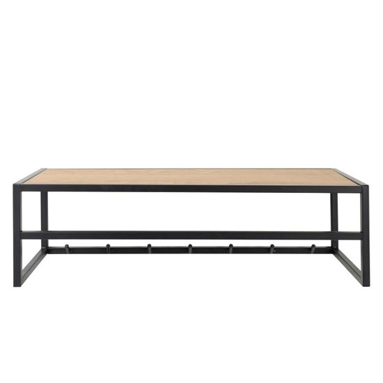 Seaford Oak and Black Metal Wall Mounted Clothes Rack