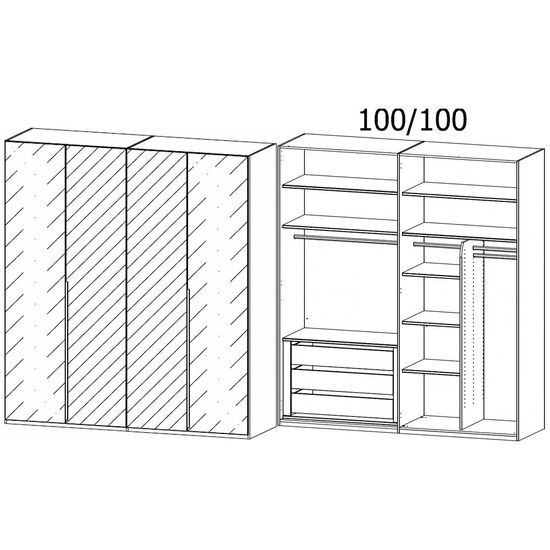 Rauch Purisma 201cm 4 Door Wardrobe with Mirror - Alpine White and Crystal White Glass