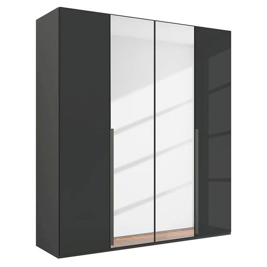 Rauch Purisma 201cm 4 Door Wardrobe with Mirror - Graphite and Basalt Glass