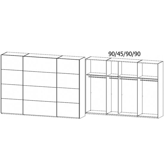 Rauch Beluga Extra 316cm 3 Door Sliding Wardrobe - Silk Grey and Alpine White
