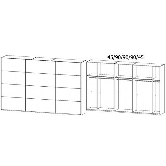 Rauch Beluga Extra 361cm 3 Door Sliding Wardrobe - Graphite and Alpine White