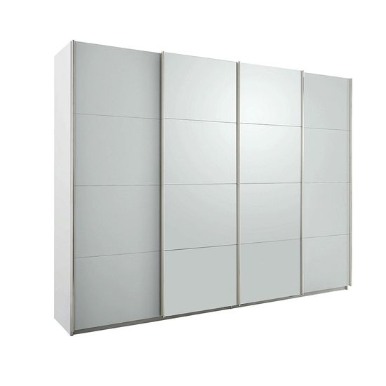 Rauch Beluga Extra 271cm 4 Door Sliding Wardrobe - Alpine White and Silk Grey