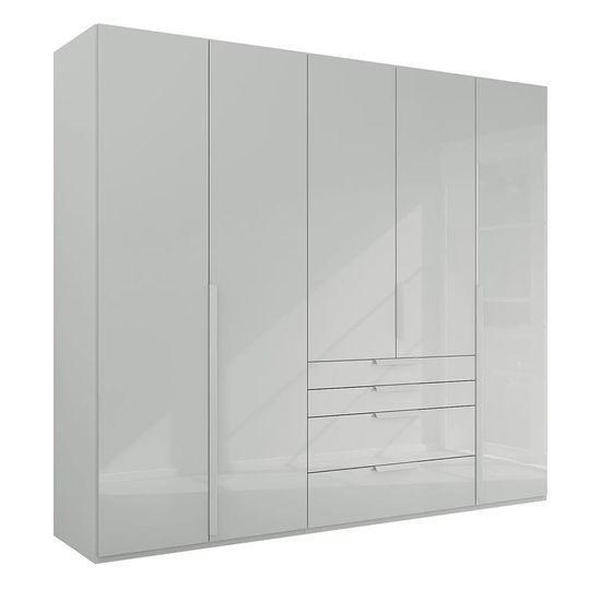 Rauch Purisma 251cm 5 Door Wardrobe with Drawer - Silk Grey Glass