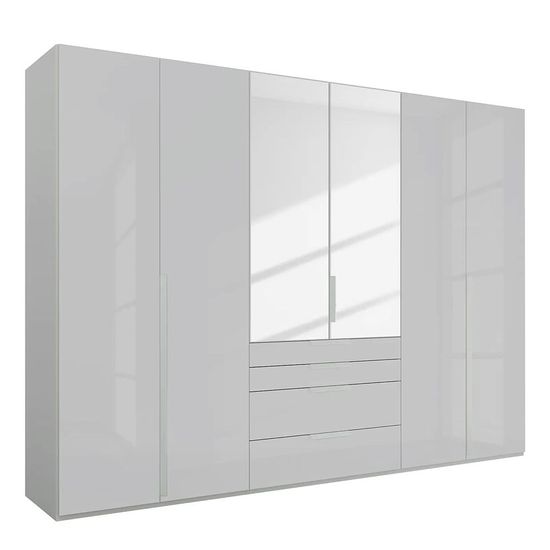 Rauch Purisma 301cm 6 Door Combi Wardrobe - Silk Grey Glass