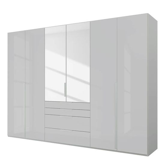 Rauch Purisma 301cm 6 Door Combi Wardrobe - Silk Grey Glass
