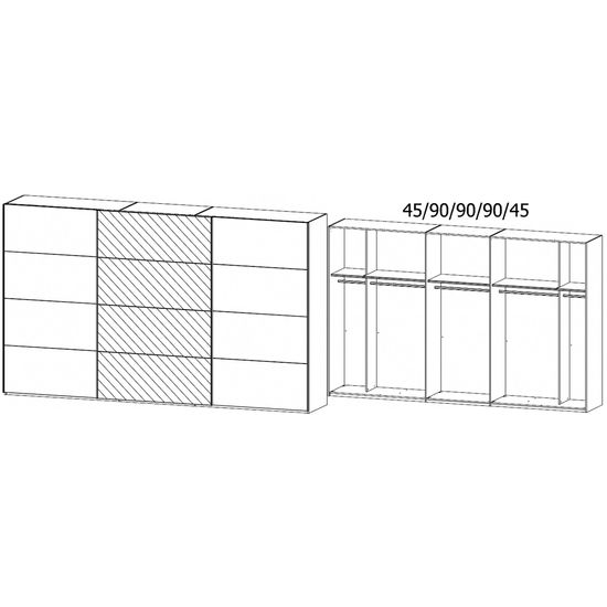 Rauch Beluga Extra 361cm 3 Door Sliding Wardrobe with Mirror - Graphite